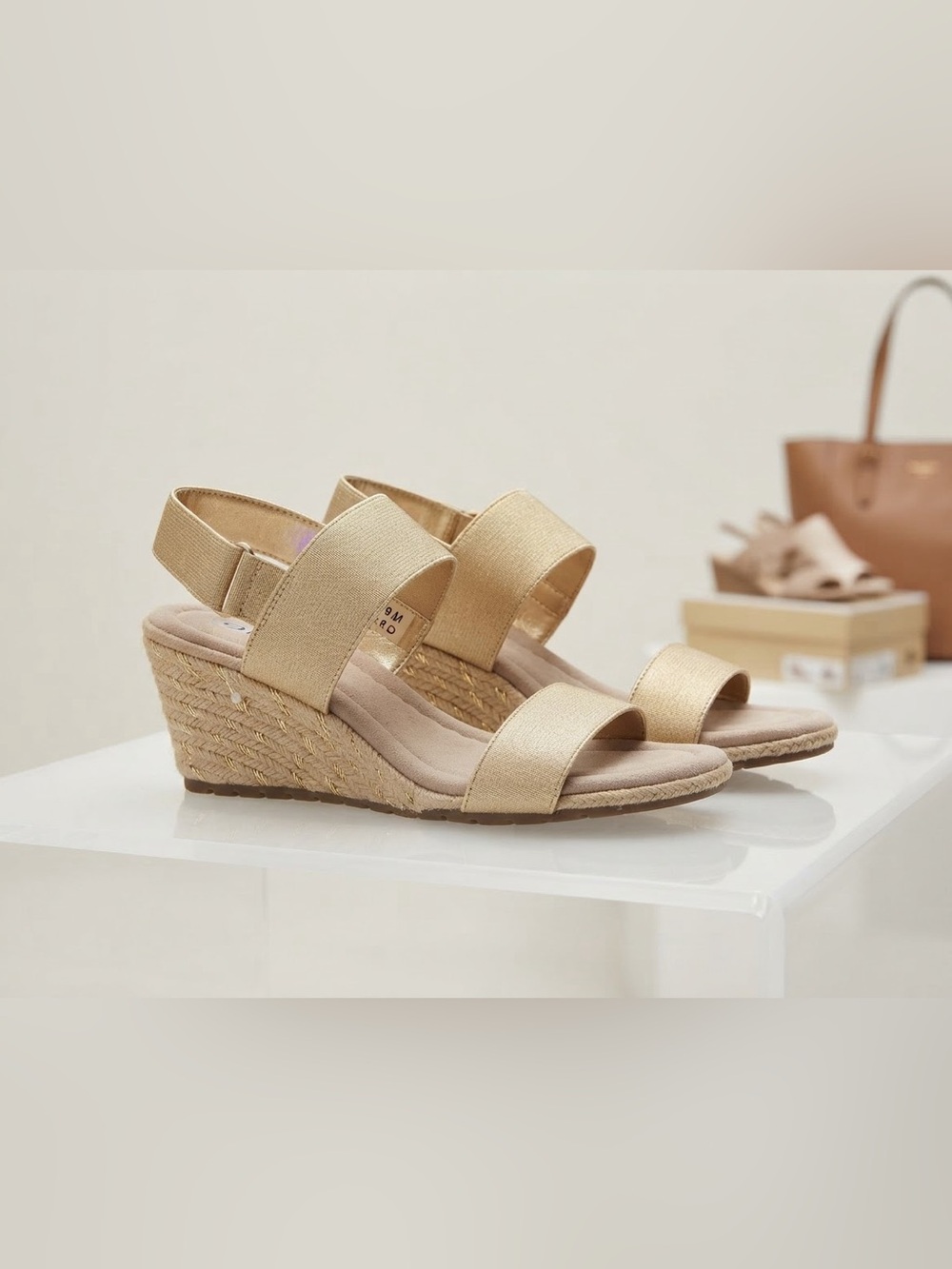 Anne Klein Metallic Gold Espadrille Wedge Sandals